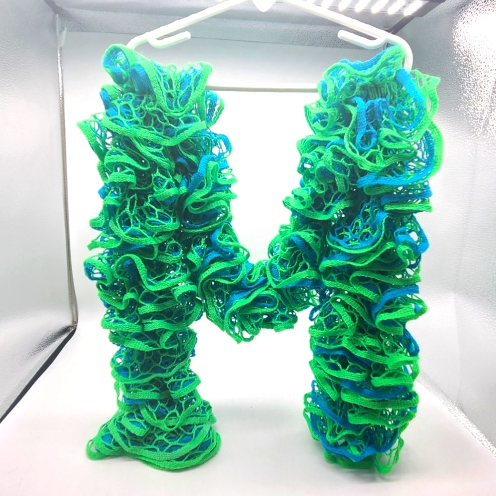 Handmade Blue & Green Ruffle Scarf